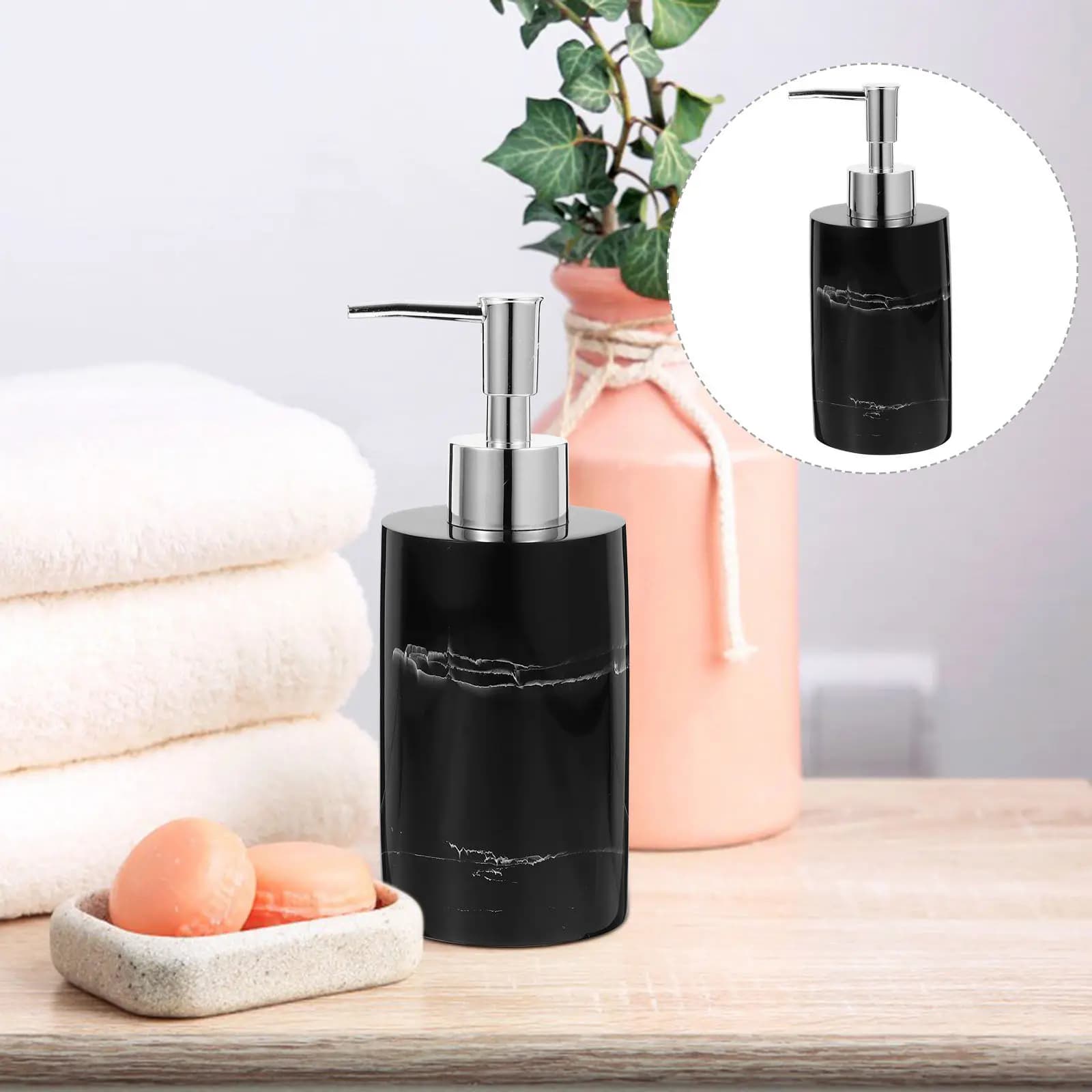 Dispenser di Sapone Liquido con Motivo Marmorizzato, Bottiglia Ricaricabile per Lozione, Flacone Portatile con Pompa per Shampoo, Bagnoschiuma, Cucina e Bagno