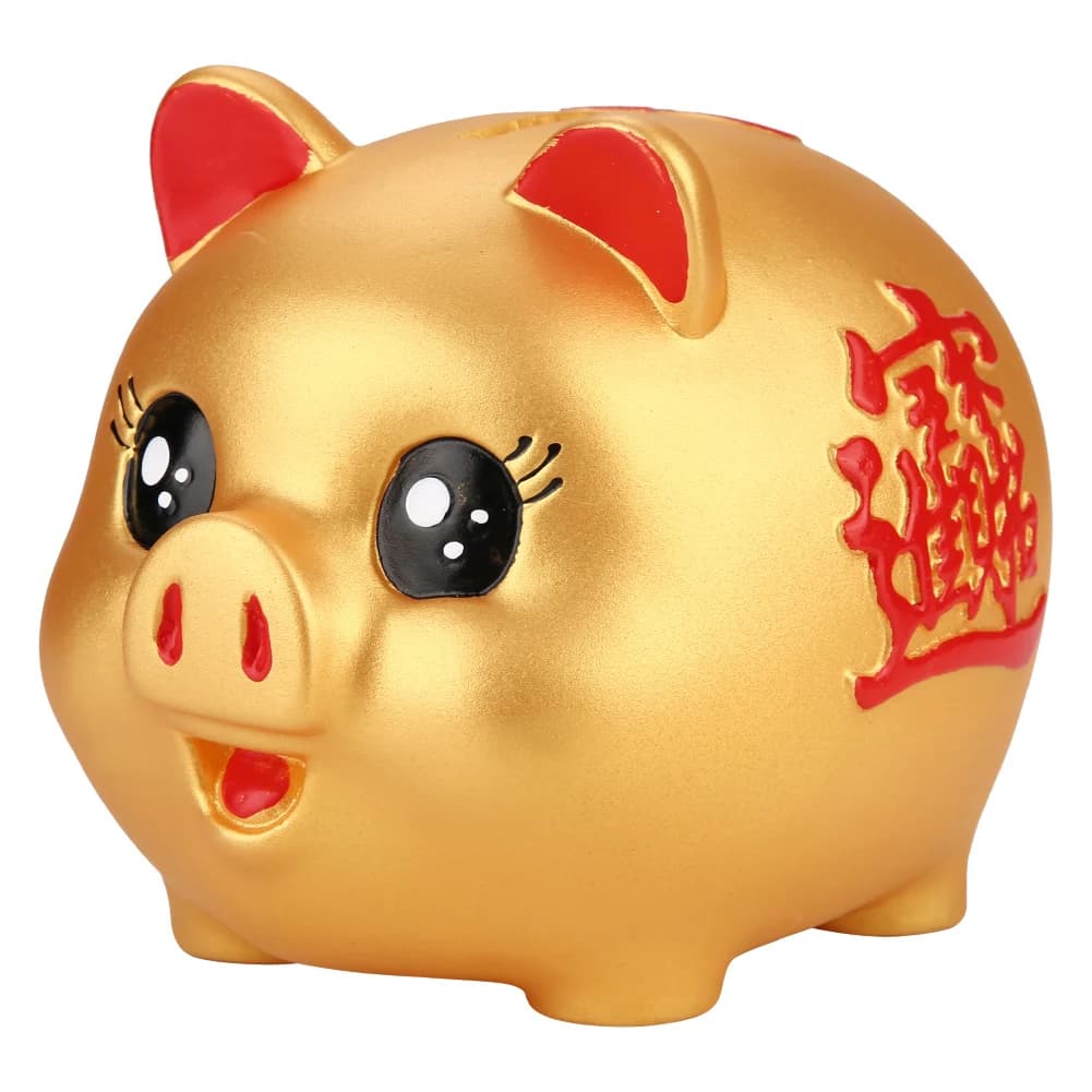 Golden Cute Plastic Pig Bank piccola moneta denaro contanti scatola di risparmio da collezione decorazione Desktop per regalo per bambini