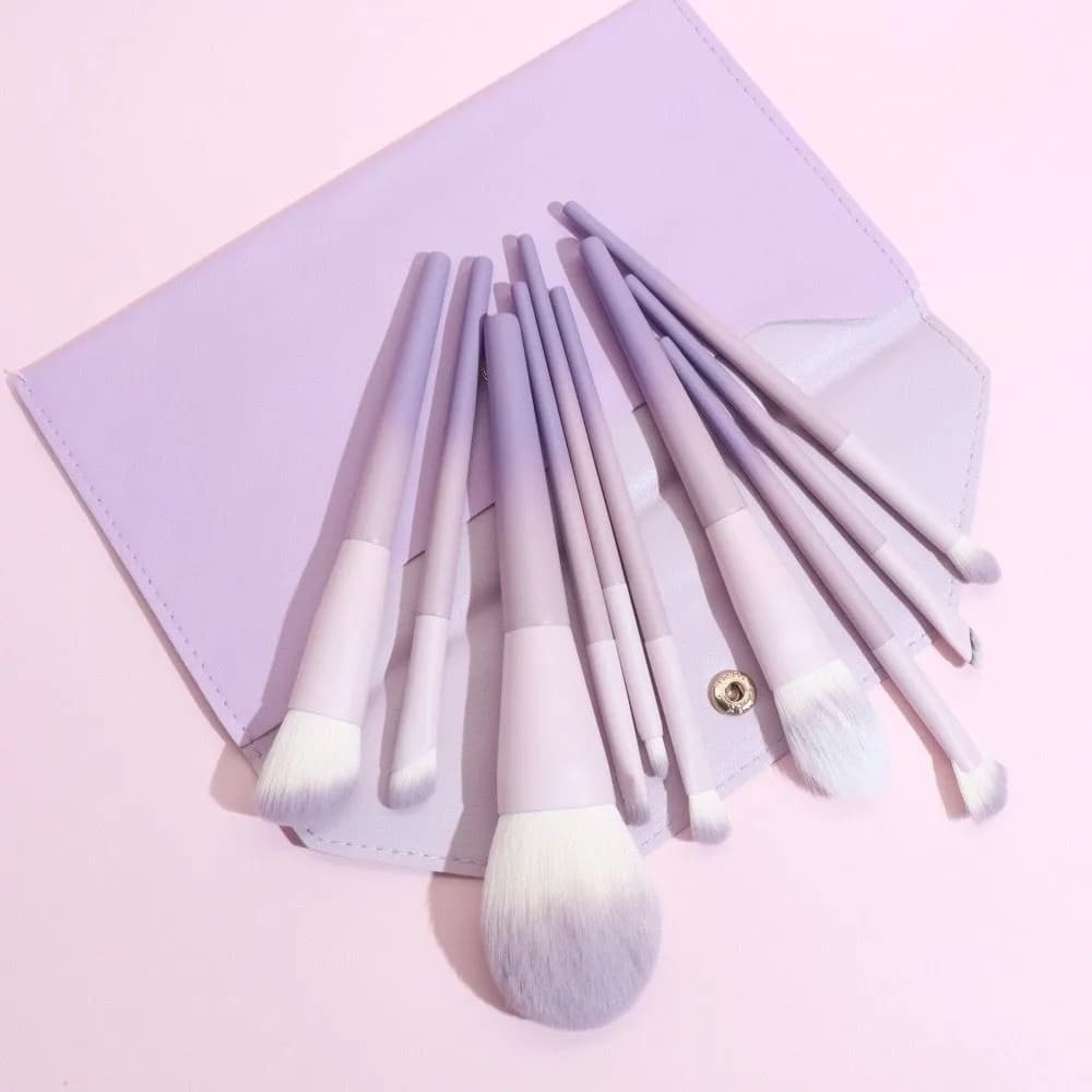 10Pcs Durable Super Soft Makeup Brush Set Synthetic Hair Easy to Clean Blush Brush Edge Eyeliner Brush Foundation Blending Tool