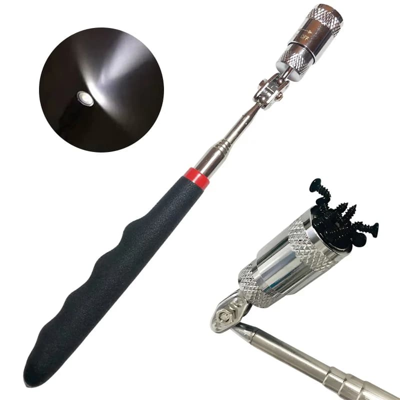 Strumenti di Recupero Magnetici Telescopici Regolabili, Pinza Magnetica Telescopica Lunga, Bastone Magnetico Telescopico con Luce LED