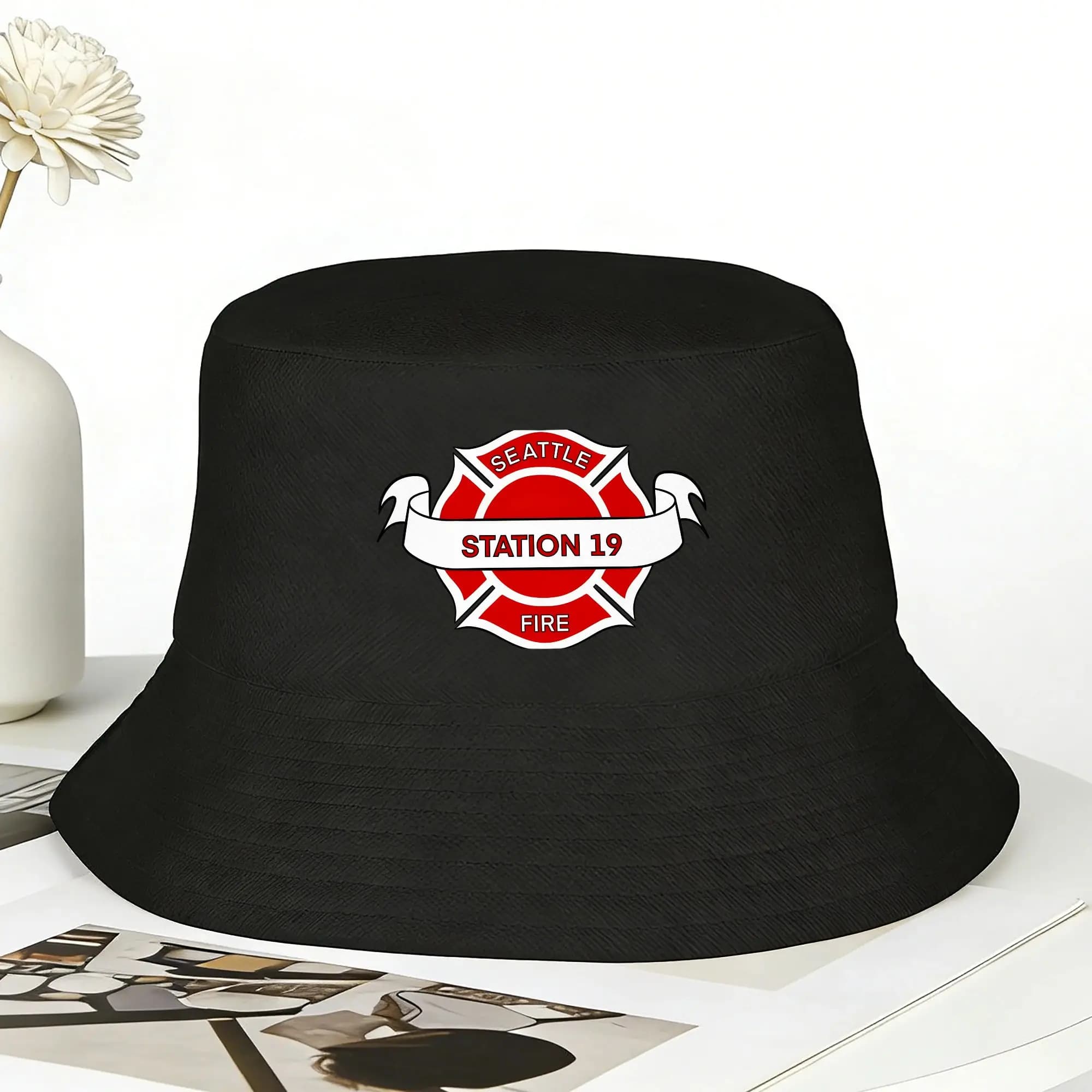 Cappello da pescatore con stemma del dipartimento dei pompieri di Seattle per uomo e donna, cappelli da pescatore dal design streetwear personalizzato, cappelli con protezione solare