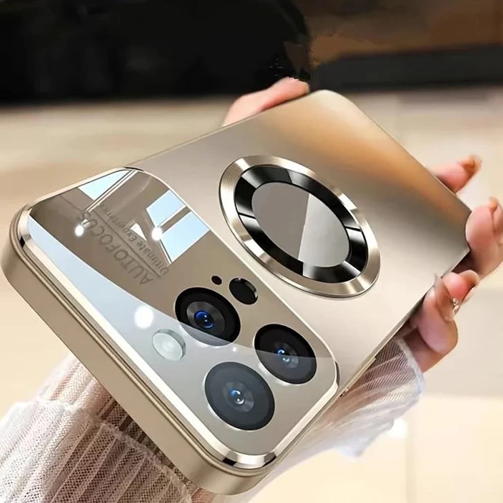Per iPhone 16 15 14 13 12 11 Pro Max Plus Per Magsafe Obiettivo di vetro Copertura di protezione della fotocamera Nuova custodia opaca di lusso metallizzata in titanio