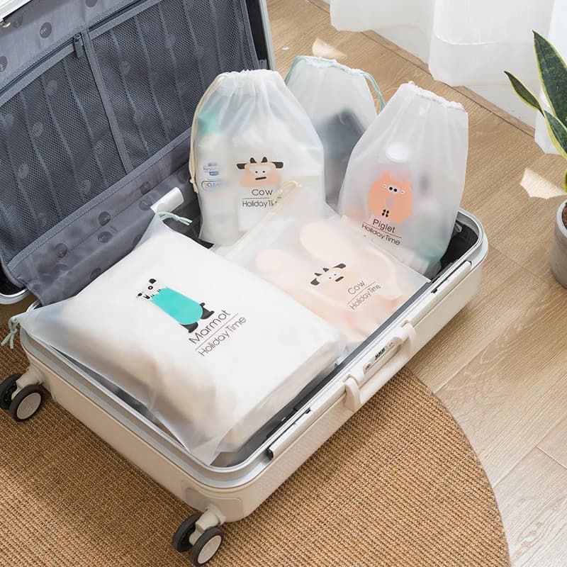 Borsa Cosmetica a Forma di Maialino, Borsa Porta Scarpe, Borsa da Viaggio, Organizer con Coulisse per Asciugamani, Biancheria Intima e Vestiti