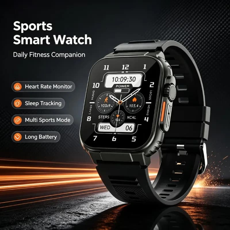 New Sports Smart Watch with Bluetooth Dial Call, Multifunctional Outdoor Wristwatch, Eye-friendly Anti-blue Light HD Display