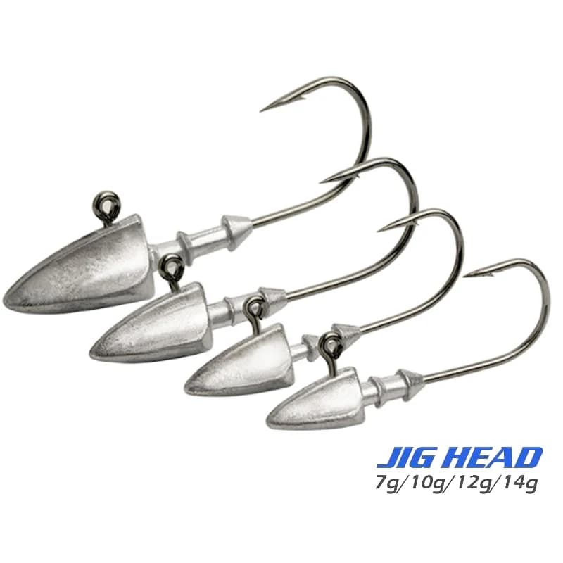 7g 10g 12g 14g Dart Jig Head Fishing Hook Soft Lure High Carbon Steel Fishhooks Jig Heads For Fishing Bait Hooks