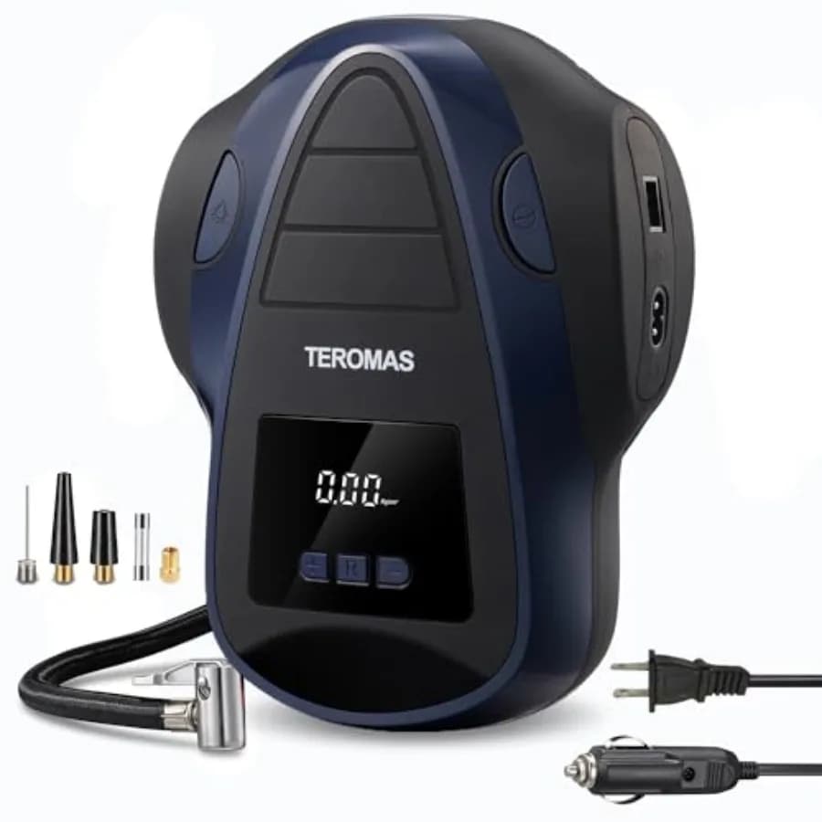 Compressore d'Aria Portatile per Pneumatici Auto DC/AC 12V e Altri Gonfiabili Domestici 110V AC Digitale Elettrico