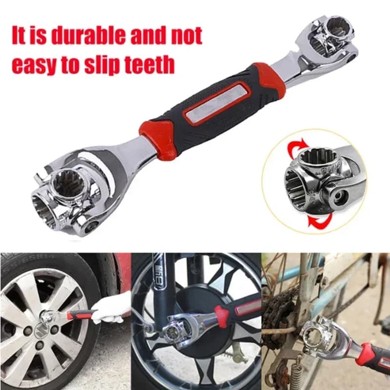 Set di chiavi a bussola universali 52 in 1 con testa rotante a 360° e impugnatura in gomma per riparazioni domestiche e auto, kit di attrezzi professionale