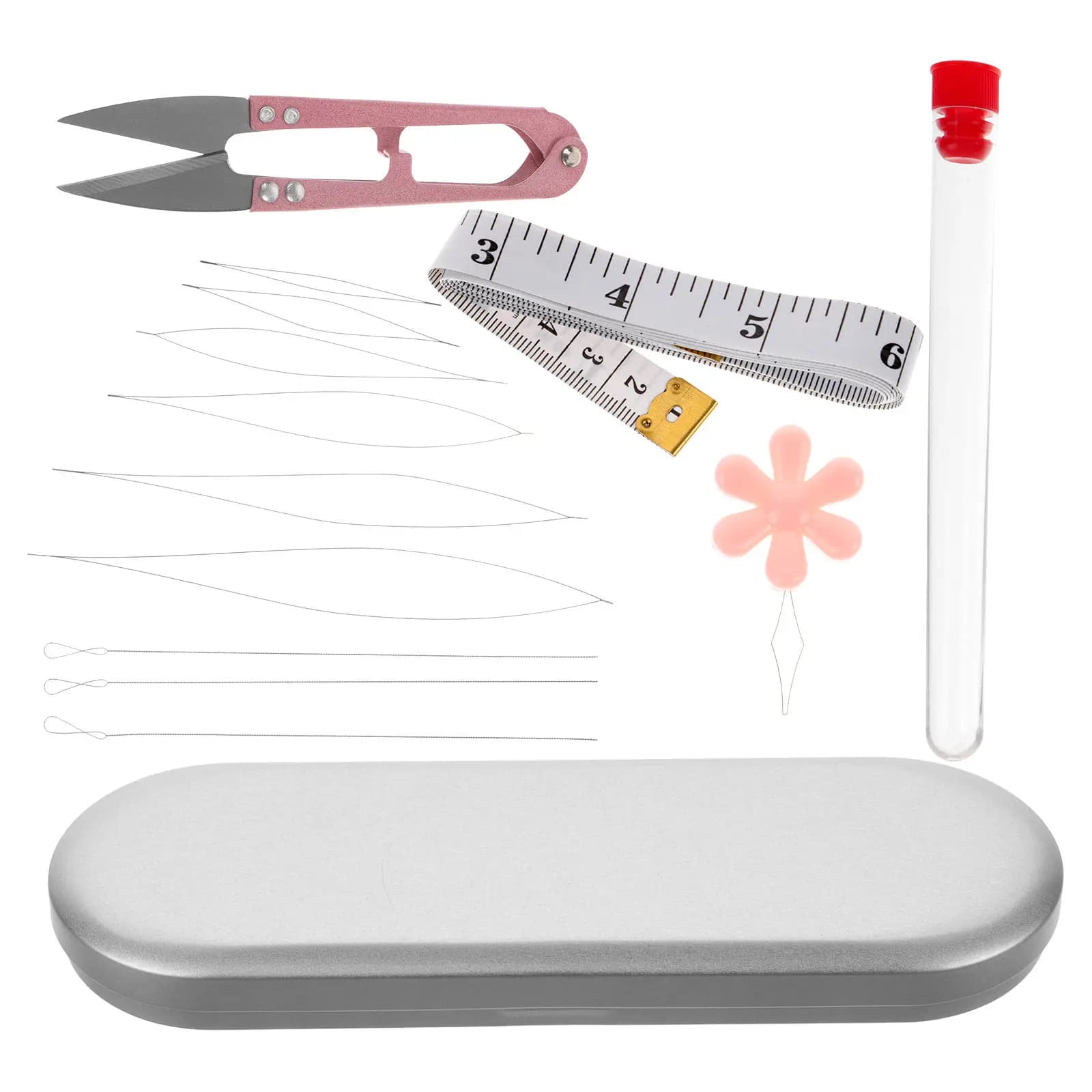 1Set Beading Needle Threader Kit with Soft Measuring Tape Thimble Precision Sharp Tips for Jewelry Making Embroidery Beading