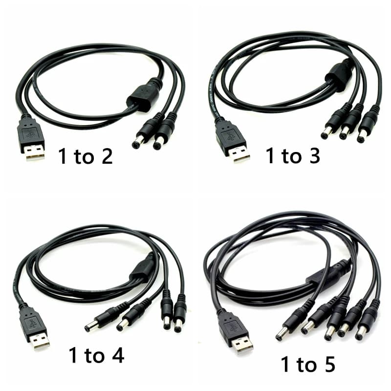 USB a DC Power Jack 5.5x2.1mm DC 5.5 2.5 cavo a 3,4,5 maschio Plug Splitter adattatore 18AWG per telecamera CCTV di sicurezza e striscia LED
