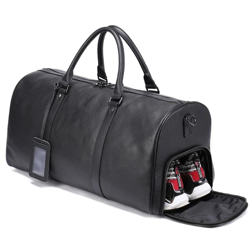Cross-border vintage genuine leather men's travel bag with separate shoe compartment, large-capacity sports and fitness travel b