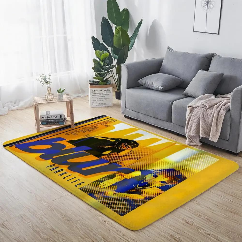Blur Band Rock Floor Mat in ecological flannel, non-slip, odorless, for interior, soft, in short plush