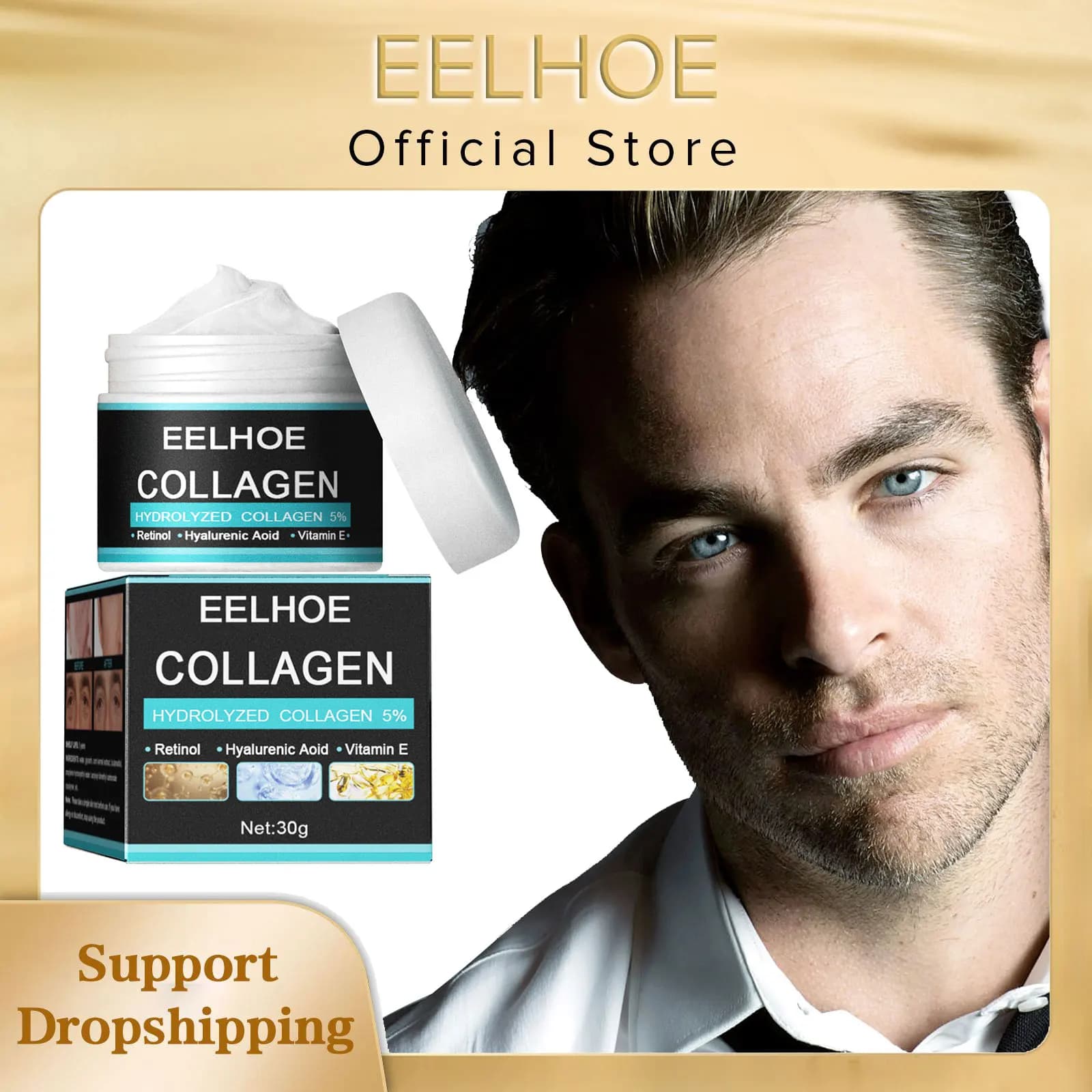 EELHOE Collagen Anti Aging Cream For Face Hyaluronic Acid Remove Rugs Rassodante Lifting Hydrating Whitening Men Face Skin Care