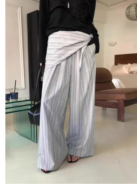 Women's Chic Waist Pads, Casual Trousers New Style with Belt and Scarf, Korean Style