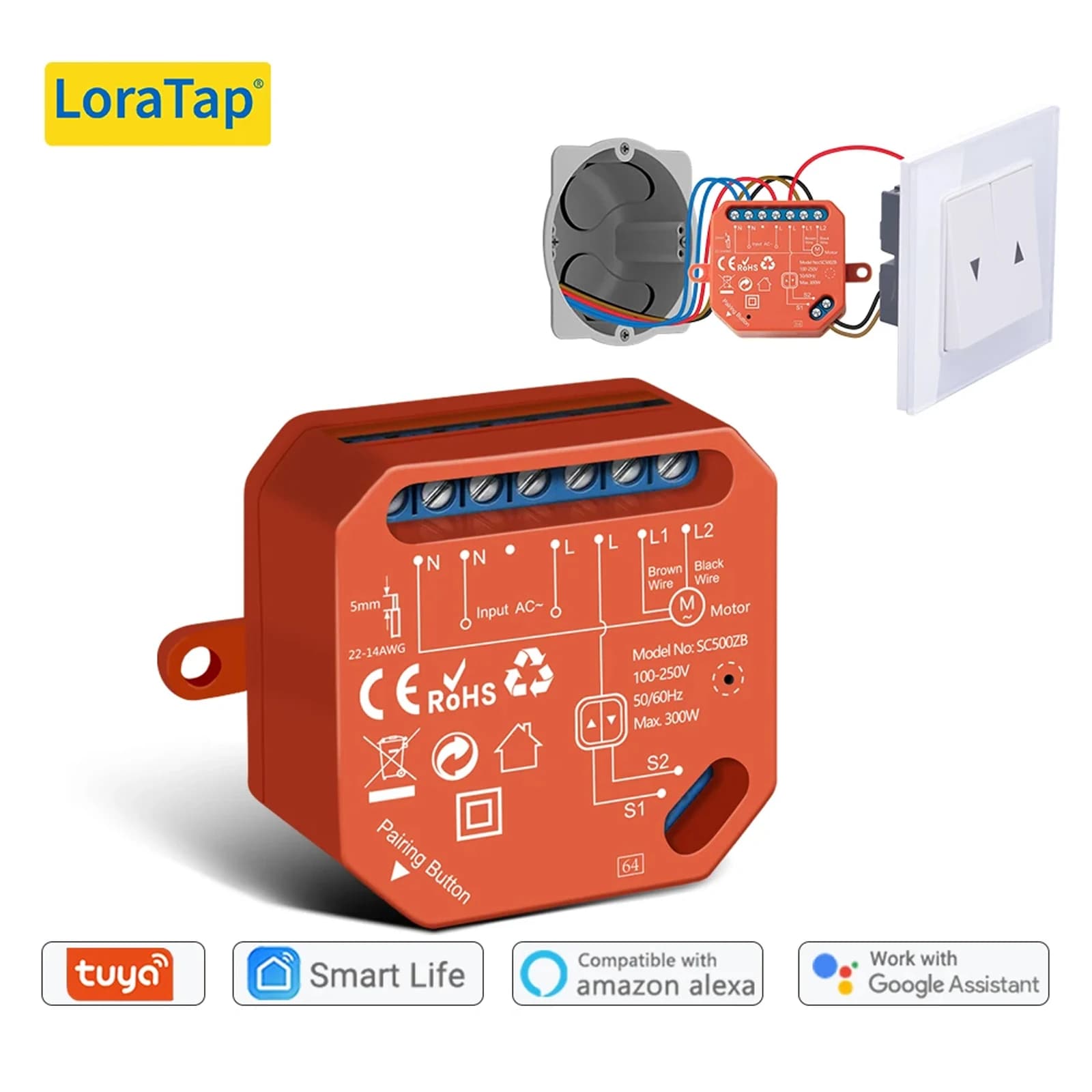 LoraTap Zigbee Modulo interruttore per tende per tapparella Motore cieco Tuya fai da te Smart Home di Google Assistant Alexa Zigbee2Mqtt