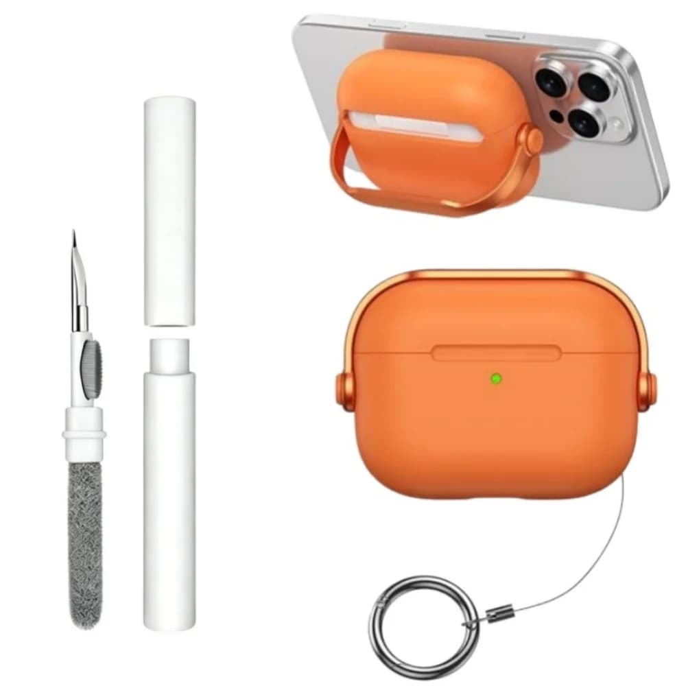 Case for AirPods Pro 3 with Lock & Stand Cute Headset Soft TPU Protective Cover with Cleaning Kit for AirPods Pro 3rd Generation