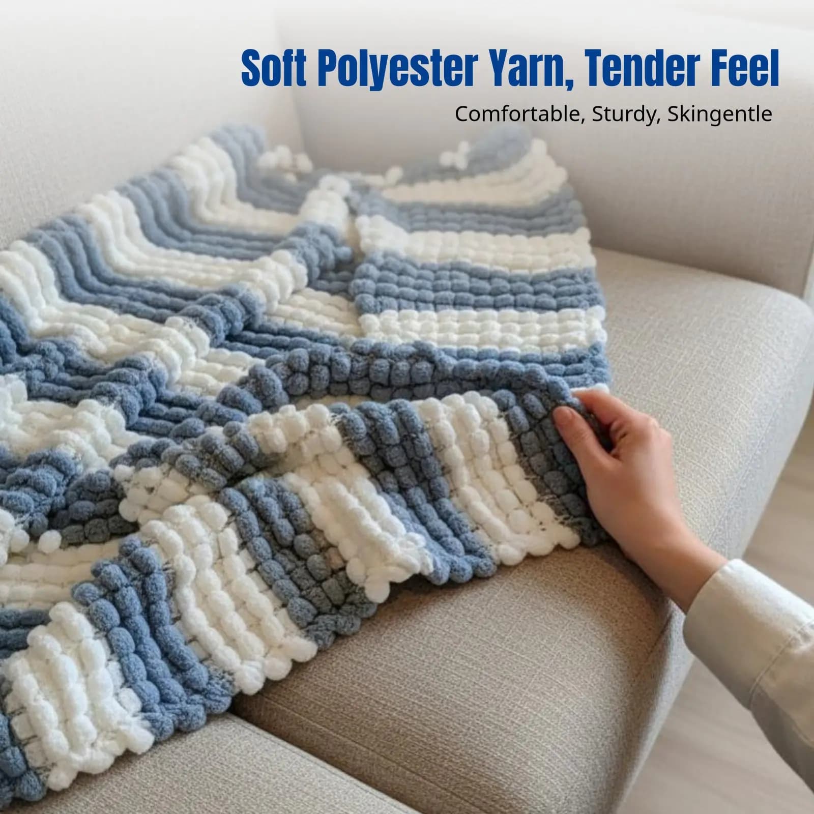 Coperta Lavorata a Mano, Kit Fai-da-Te in Filato, Morbido Plaid in Poliestere, Tappetino Multiuso per Divano, Materassino per Riposo