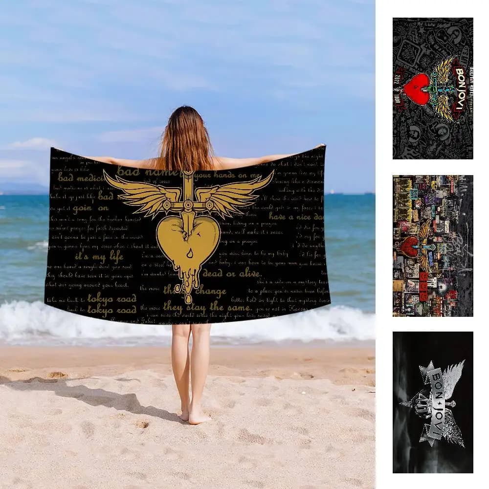 B-Bon J-Jovi Asciugamano da spiaggia per anime, morbido e assorbente, regalo per bambini, per viaggi, campeggio, palestra