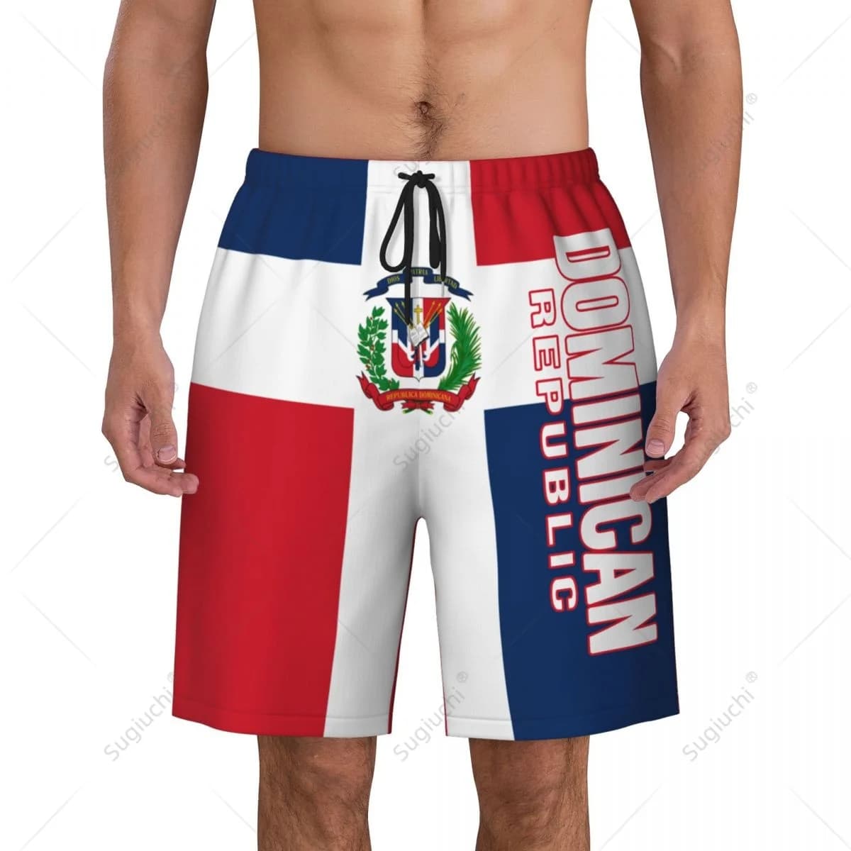 Men's Dominican Republic Flag Beach Pants Board Shorts Surfing Boys Soccer Cycling Swimwear Running Polyester