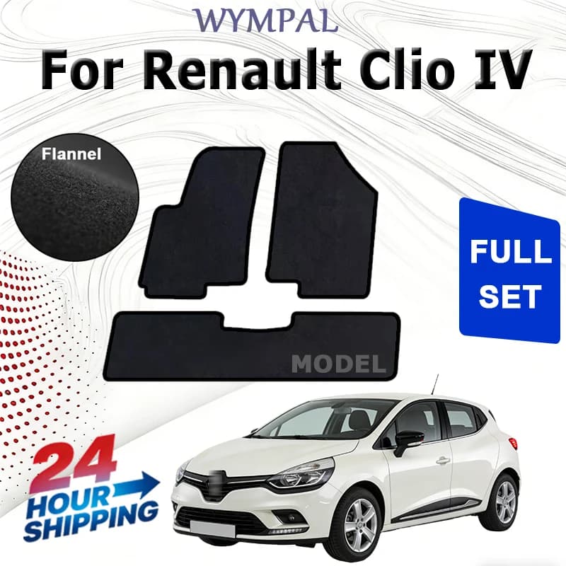 Velour front rugs for Renault Clio IV grandtour wagon hatchback (2013-) -Black
