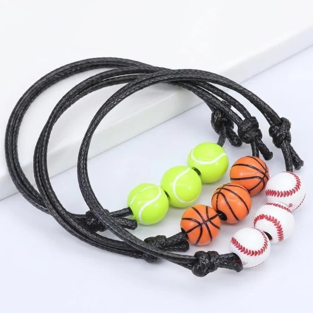 Braccialetto Artigianale Stile Coreano per Basket e Baseball, Bracciale Intrecciato con Filo Cerato per Pallavolo, Accessori Sportivi in Resina, Regalo per Ragazze