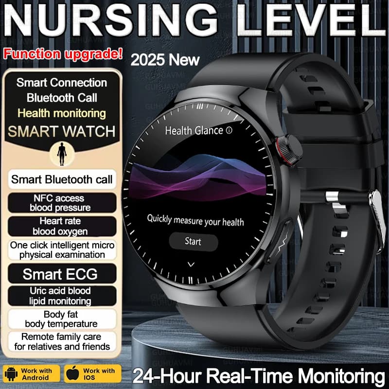 2025 New For Healthy Fat In Nursing Grade in Blood Smart Watch ECG Oxygen In Blood Urious Acid Blood Pressure Monitoring Health Smart Watch