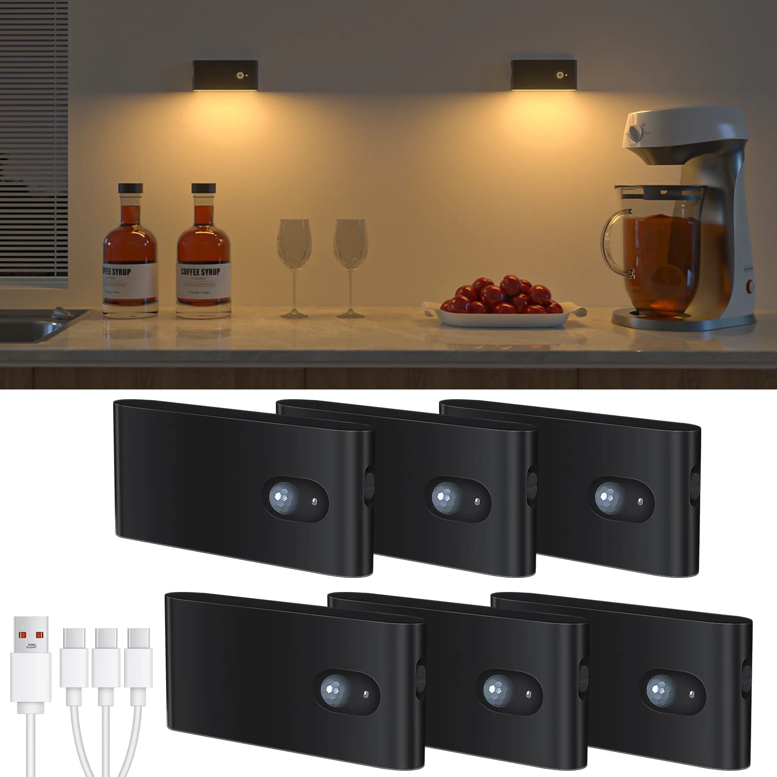 WILLED Sensore di movimento Luce notturna Bianco caldo Luce per scale ricaricabile per interni per corridoio Scala Bagno Camera da letto Cucina