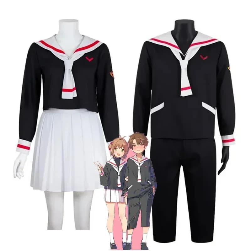 Anime Card Captor Sakura Card Captor Cosplay Kinomoto Sakura Li Syaoran Costume Cosplay Abito Uniforme scolastica Campus Vestito da marinaio