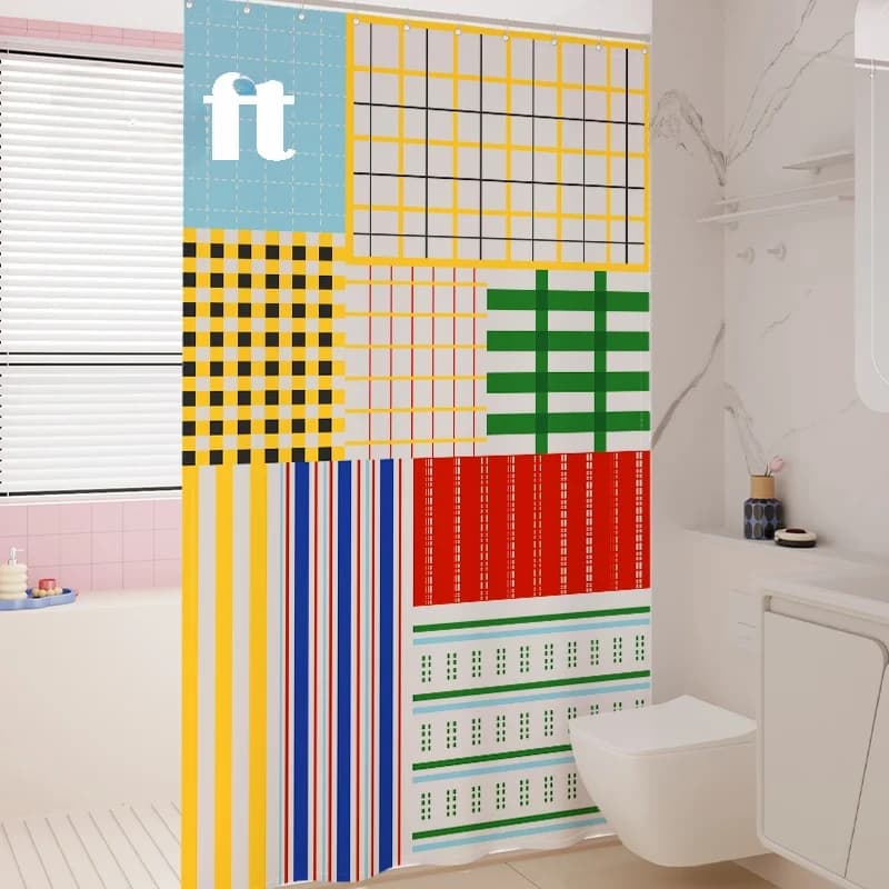 Modern Minimalist Thickened Shower Curtain Set Bathroom Decor Korean Style Polyester Partition Curtain No Drilling N...