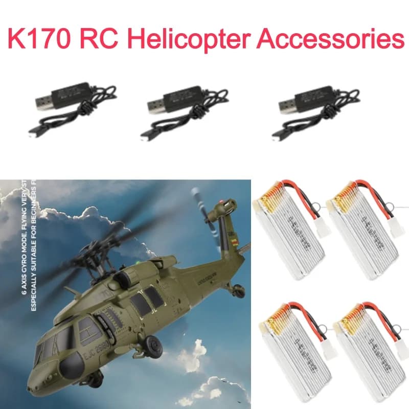 Accessori per Drone WL K170, Batteria 3.8V 800mAh per Elicottero RC K170, Ricambi Batteria per Elicottero RC K170, Cavo USB