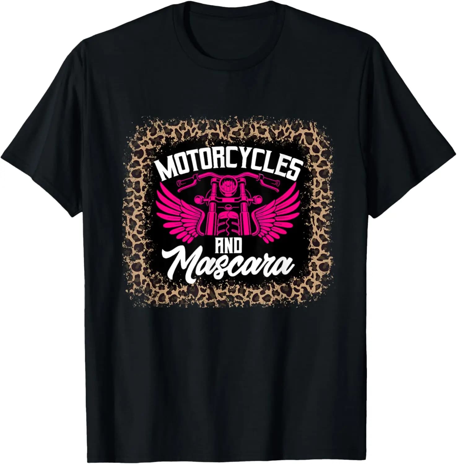 Women's motorcycle and mascara shirt T-shirt with leopardata print