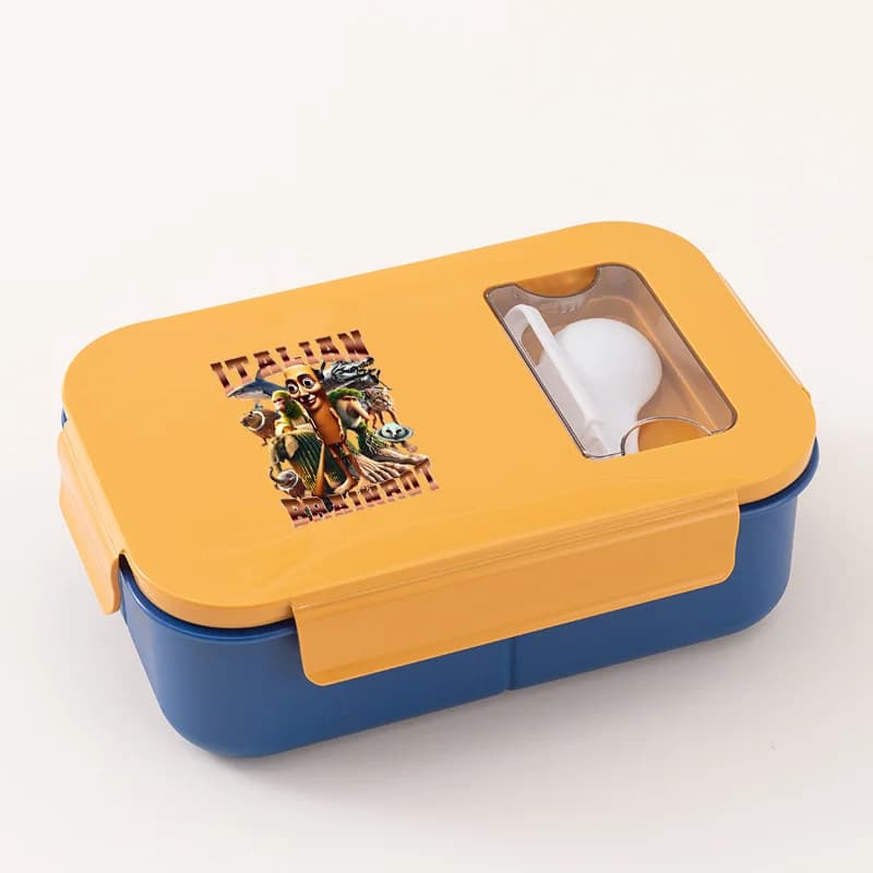 Lunchbox italiano Brainrot modello cartone animato stampato Bento Lunch Box Tung Tungtung Sahur Telala divertenti contenitori per alimenti con squalo