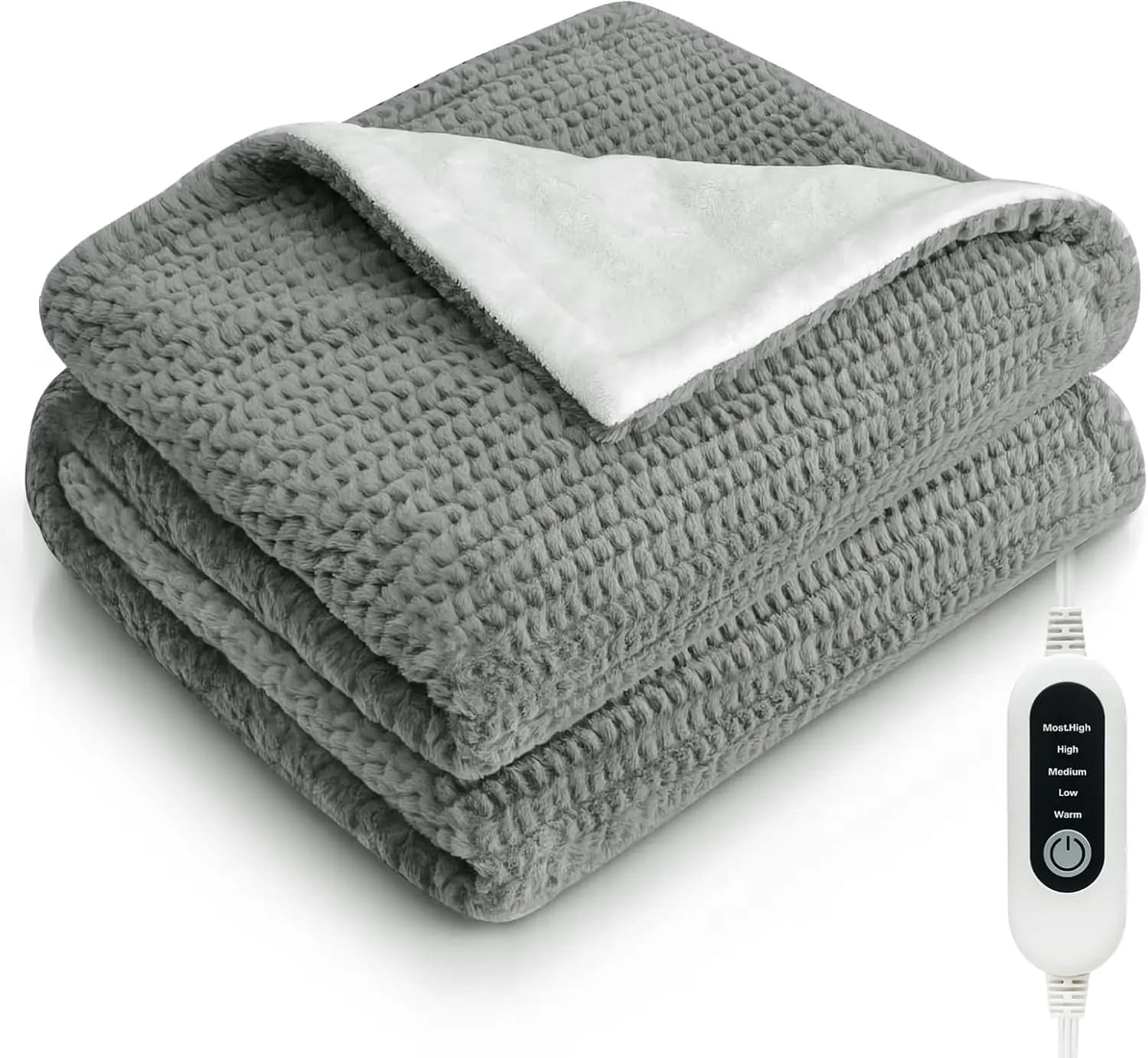 Coperta riscaldata elettrica 50x60 con 5 impostazioni di calore, spegnimento automatico e lavabile in lavatrice