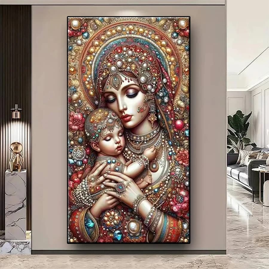 Diamond Embroidery Picture Kit New Religious Madonna Diamond Painting Full Drill Mosaic Cross Stitch Wall Art