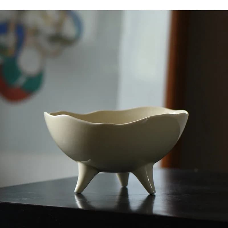Ceramics Fruit Plate Refreshment Nut Dried Tray Home Three Legged Pastry Dessert Snack Candy Storage Containers