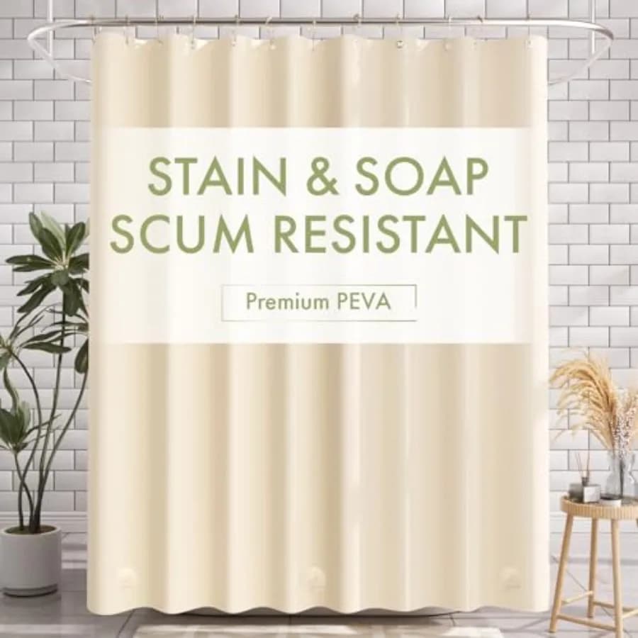 Shower Curtain Liner, 72x72 Shower Curtain Liners, Lightweight Plastic Shower Liner, Cute PEVA Waterproof Cream Shower Curtains