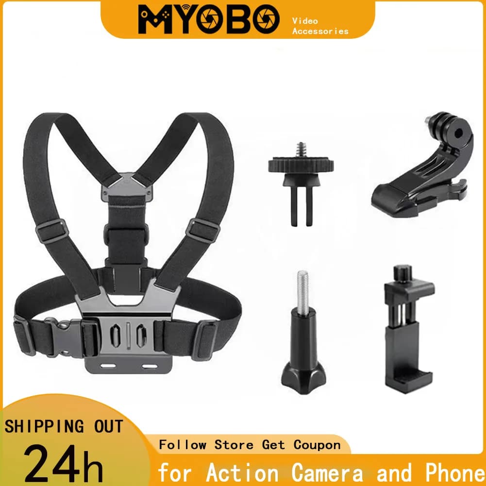 MYOBO Action Camera Chest Harness Head Strap Bracket Kit for GoPro Hero DJI OSMO Insta360 SJCAM AKASO Phone POV Accessories