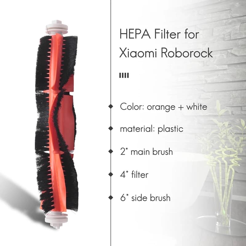 * ABUB 6 X Spazzola laterale + 4 X Filtro Hepa + 2 X Spazzola principale per Xiaomi Vacuum 2 Roborock S50 Mi Robot Aspirapolvere Parti di accessori