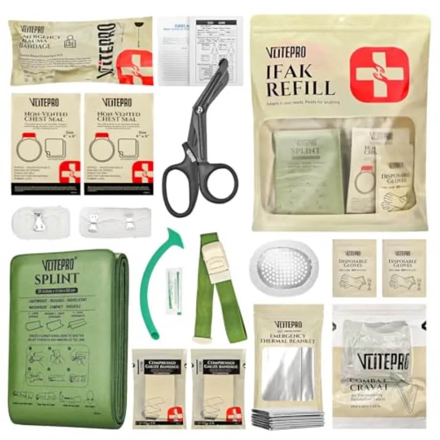 Kit di Pronto Soccorso IFAK da 19 Pezzi con Laccio Emostatico, Benda per Traumi di Emergenza, Sigillo Toracico Non Ventilato per il Controllo delle Emorragie