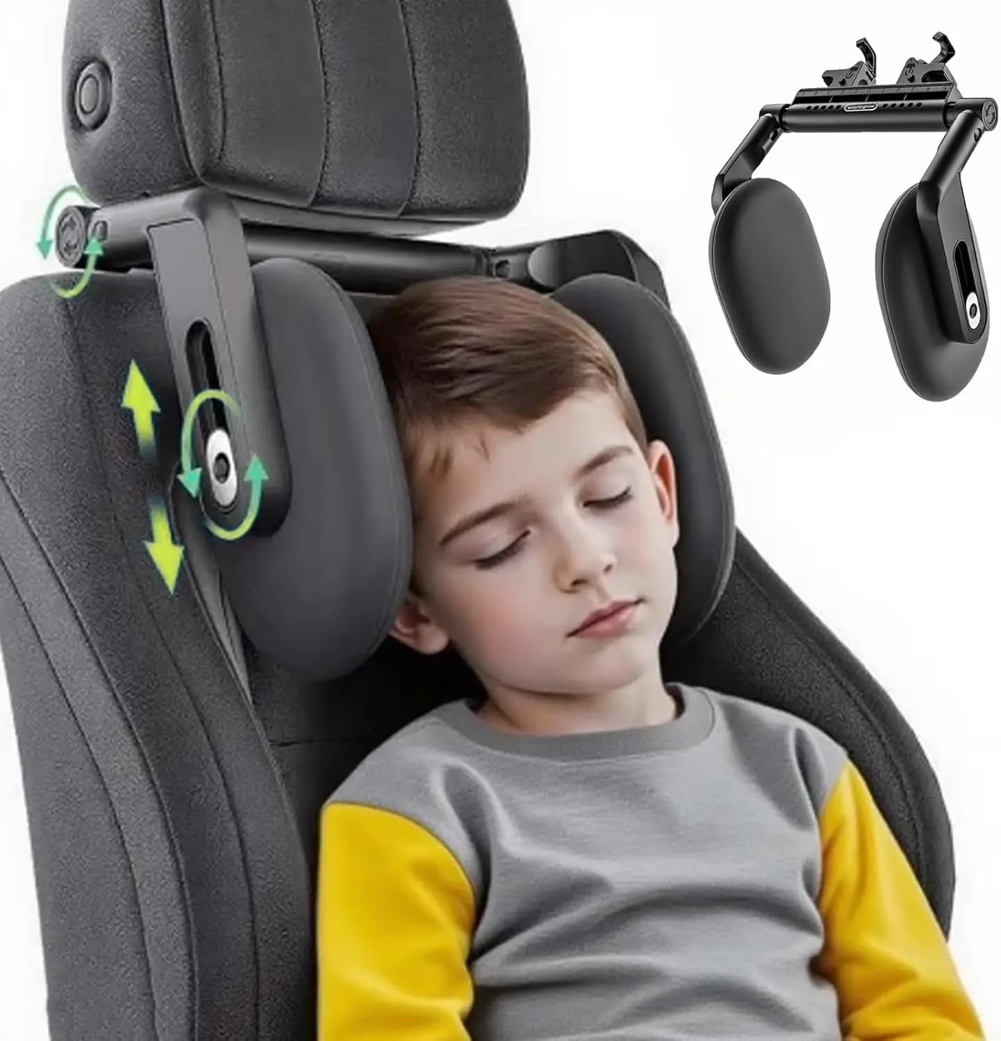 Cuscino di Protezione per il Collo Regolabile, Poggiatesta per Auto Ispessito in Memory Foam 3D, Supporto per il Collo per Bambini e Adulti in Viaggio