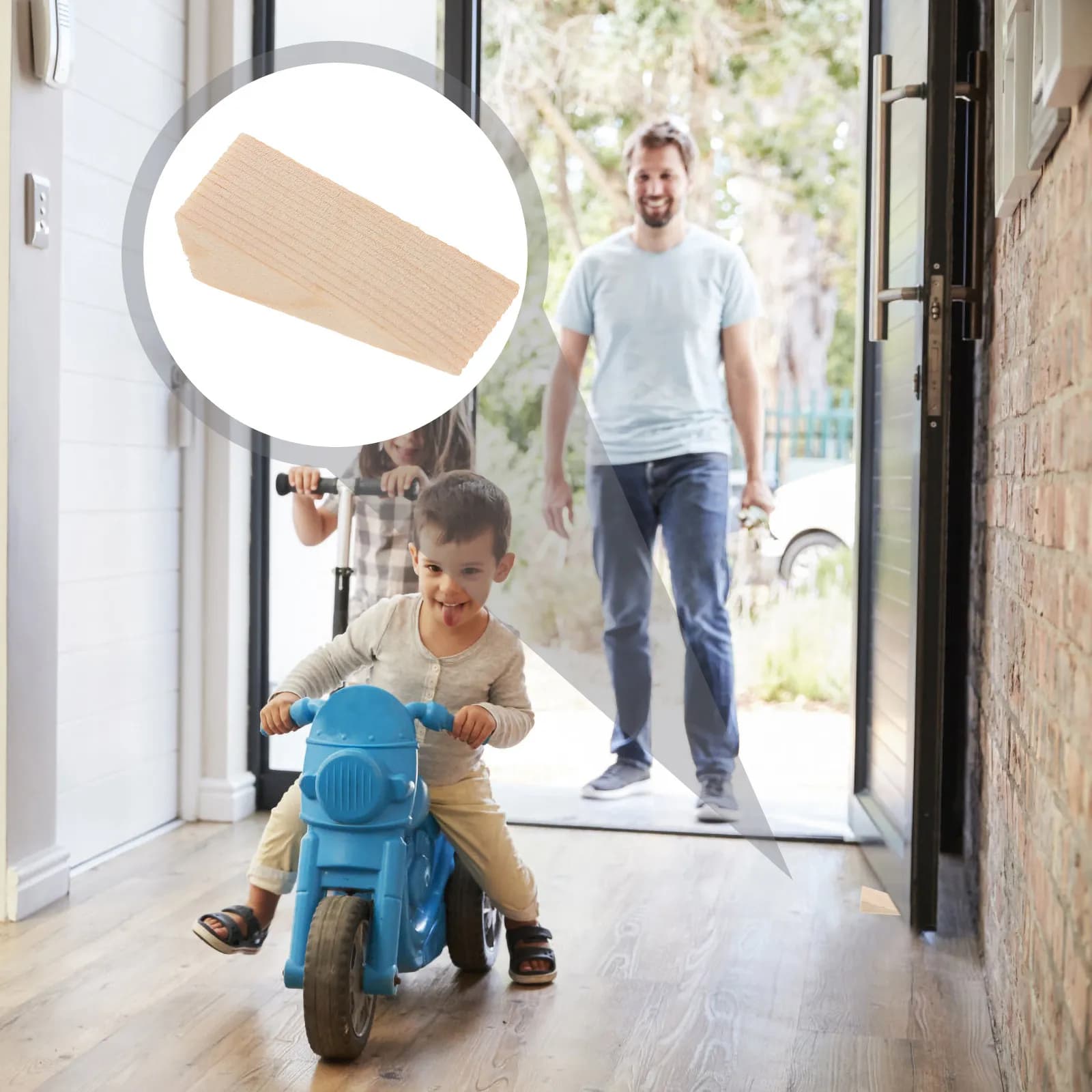 Set di 5 Fermaporta in Legno a Forma di Cuneo Triangolare, Robusto Antiscivolo, Protezione per Pavimenti, per Casa e Ufficio, Sicurezza delle Dita