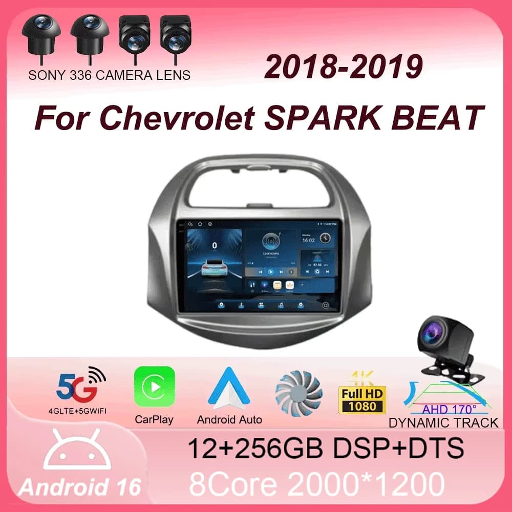 Autoradio Android 16 da 9 Pollici per Chevrolet SPARK BEAT 2018 - 2019 con Video, WIFI, DSP 2K, Navigazione GPS, ADAS, Multimedia, AHD, BT, No 2din