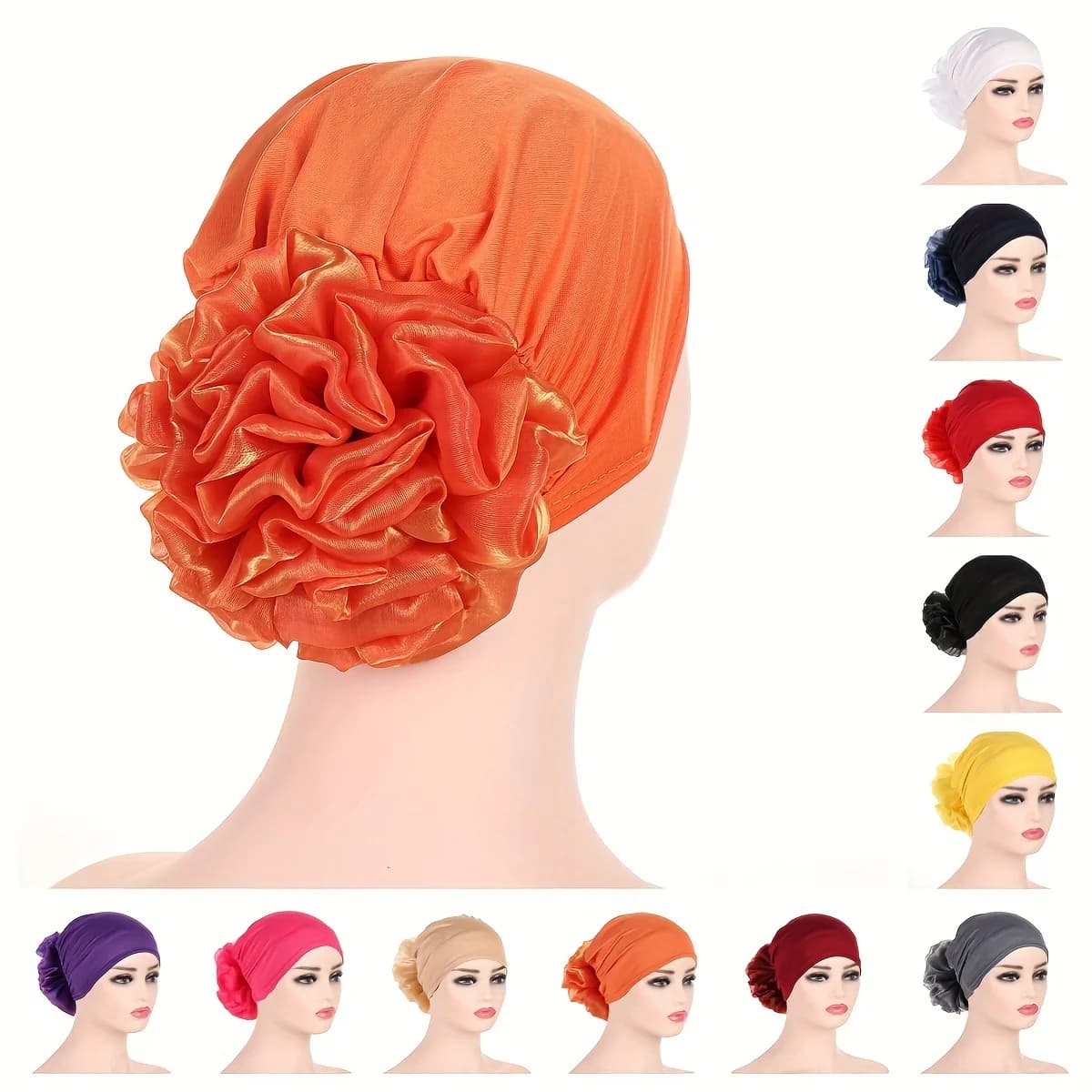 Elegante piatto fiore turbante cappello Color caramella testa avvolge foulard berretti elastici traspiranti berretto chemio per le donne