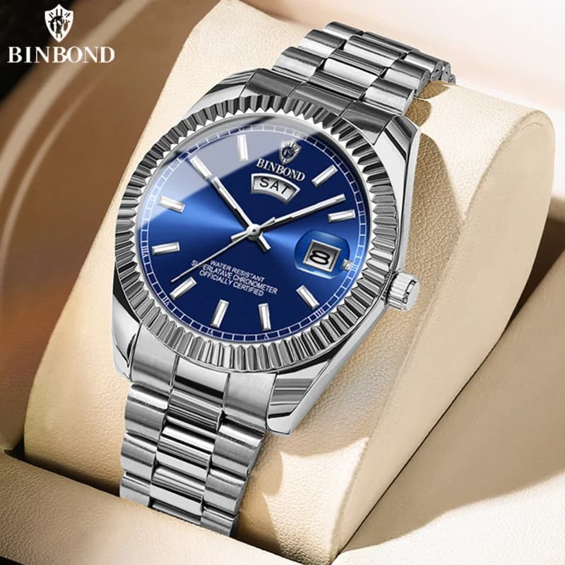 BINBOND Top Men's Fashion Business Sport Quartz watch Waterproof Classic Luminous Calendar Creative Watch Wrist Watch B7012