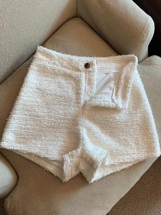 Pantaloncini a Vita Alta a Gamba Larga da Donna, in Tweed Spesso, Effetto Snellente, per Autunno Inverno, Leggings da Esterno
