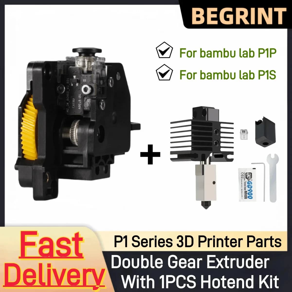Per Bambu Lab Serie P1 Estrusore Doppi Ingranaggi Motore di Estrusione In Acciaio Temprato con Kit Hotend Per P1P/P1S Parti Della Stampante 3D
