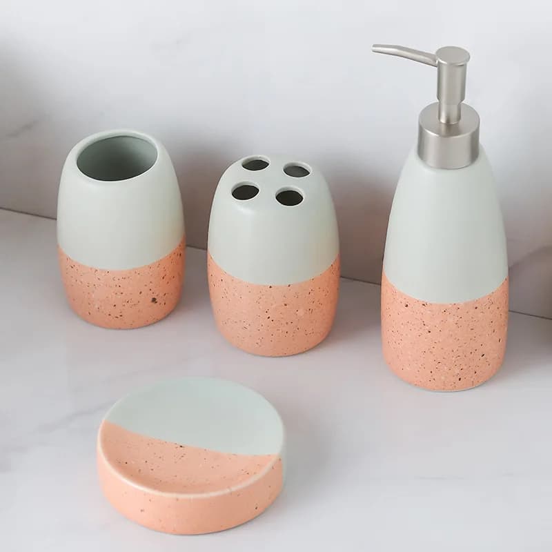 Bottiglia di lozione in ceramica sfumata creativa Portaspazzolino Portasapone Accessori per il bagno Dispenser di sapone per bottiglia di lozione a pressione