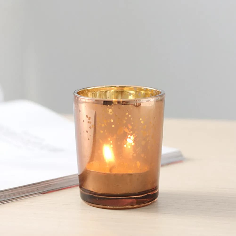 Set di 3 Tazze Decorative in Vetro, Porta Candele Aromaterapiche, Decorazione Natalizia per Casa, Atmosfera Romantica e Calda