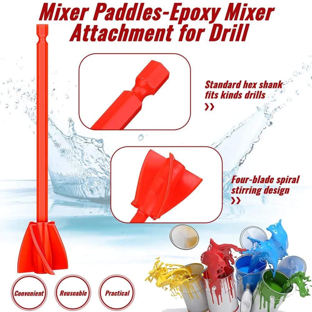 AEE8-12 Pieces Epoxy Mixer Attachment For Drill Helix Paint Mixer Reusable Resin Mixer Paint Stirrers Drill Attachment