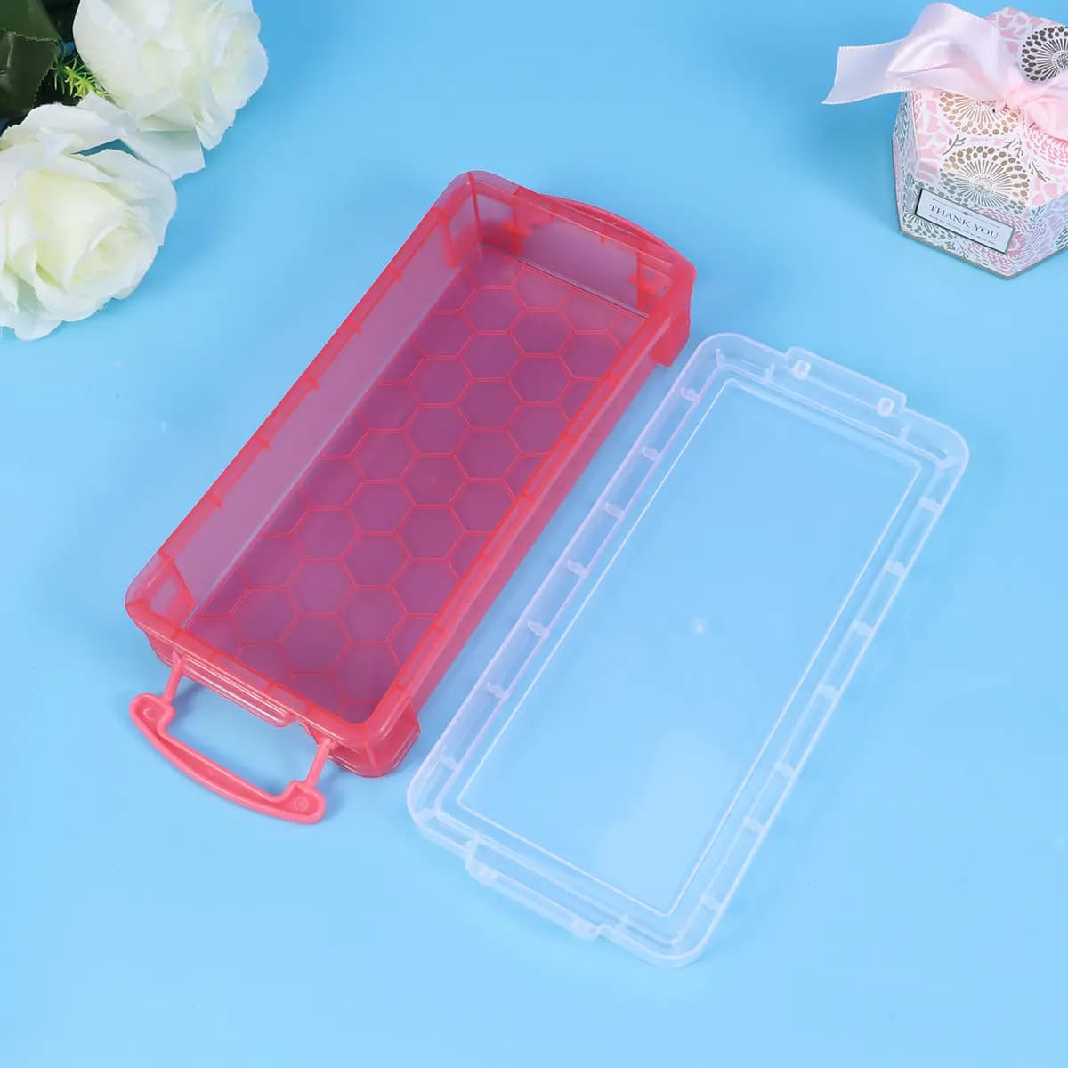 Set di 4 astucci portapenne in plastica semplici e robusti, portatili e leggeri, per materiale scolastico, ideali per studenti d'arte, laurea e compleanno