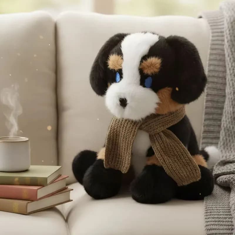 Sciarpa per Cane Bernese, Peluche Realistico di Animale Selvatico, Bambola Decorativa per la Casa, Giocattolo Simulato di Cane, Regalo di Compleanno/Natale per Bambini